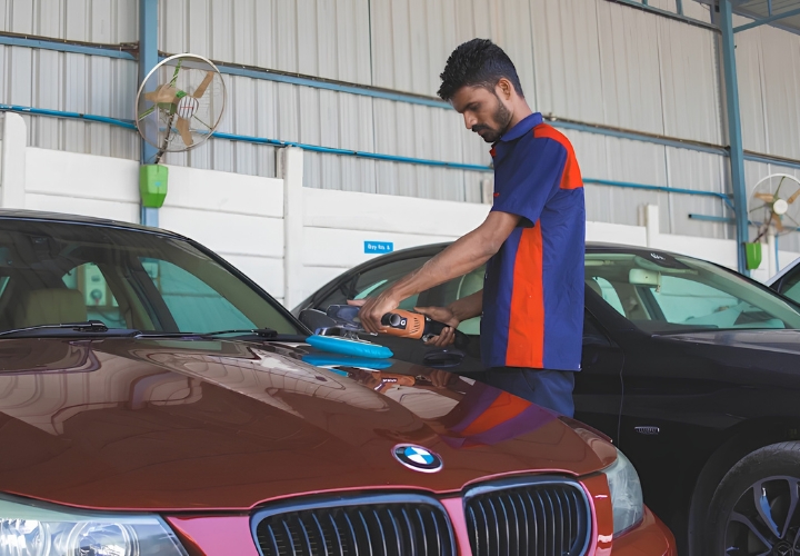 Professional car polishing and paint correction at Auto Clinic PCMC